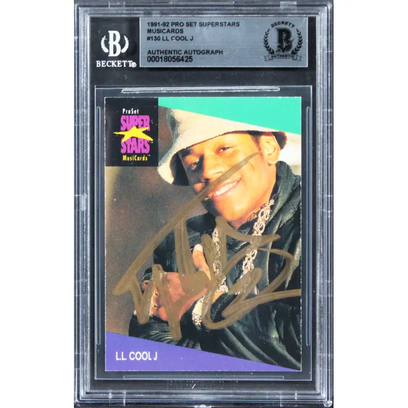 LL Cool J Signed 1991 Pro Set Superstars Musicards #130 Card BAS Slabbed