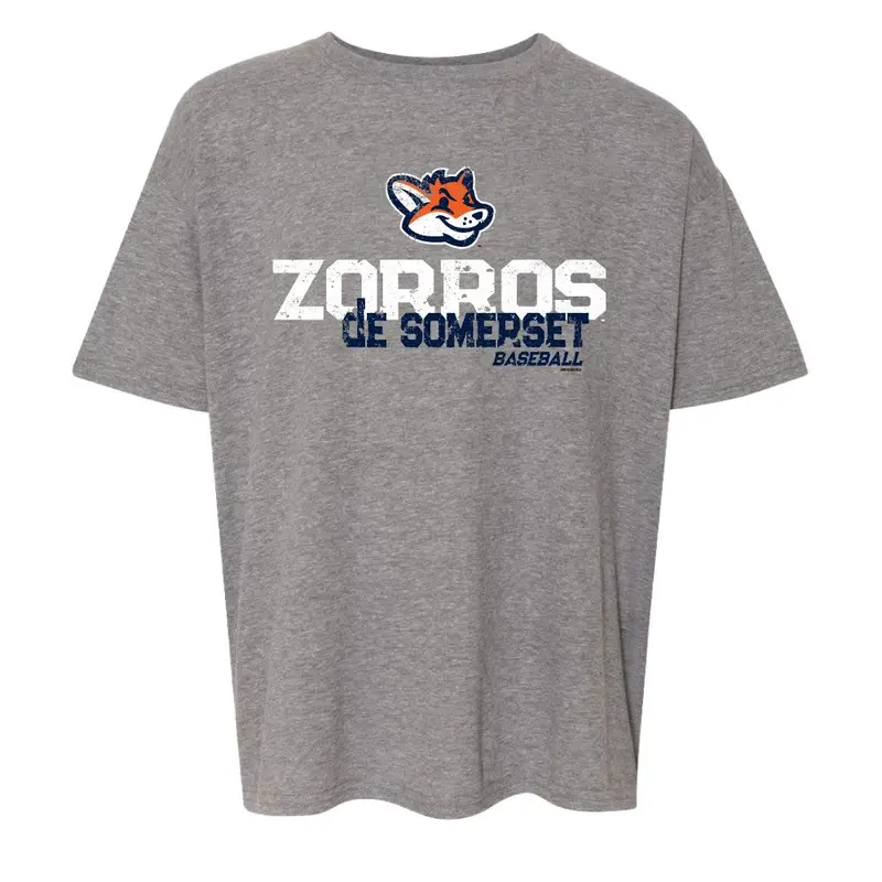 Somerset Patriots Youth SoftStyle Sport Gray  Zorros de Somerset Rotation Copa Tshirt