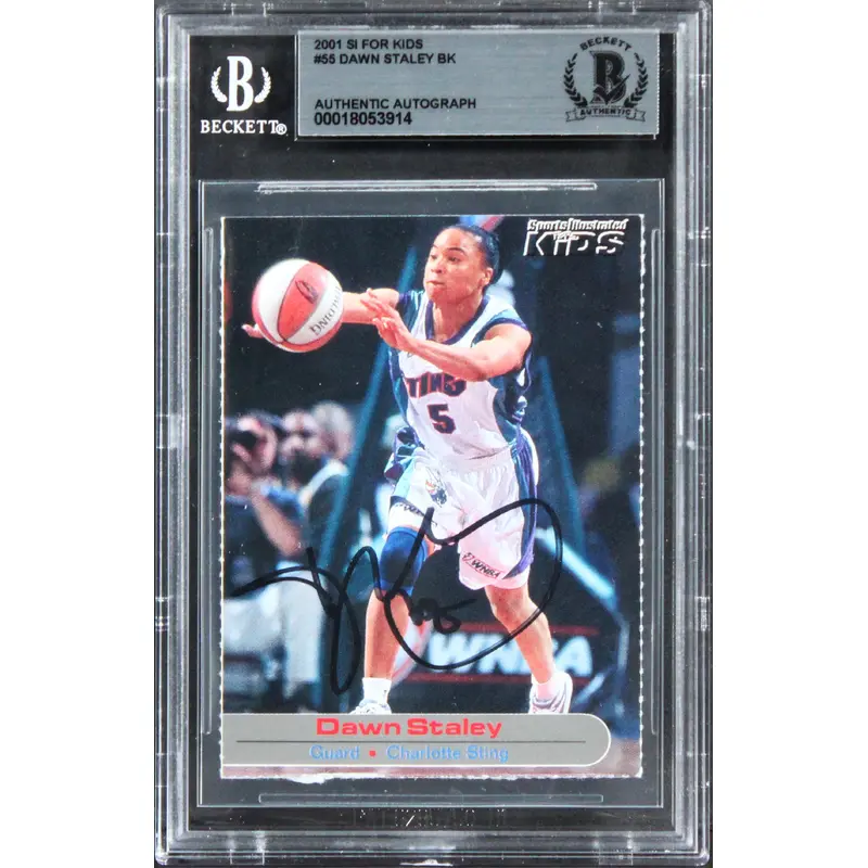 Sting Dawn Staley Authentic Signed 2001 SI For Kids #55 Card BAS Slabbed