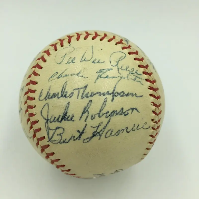 Beautiful 1955 Brooklyn Dodgers Team Signed Baseball Jackie Robinson JSA COA