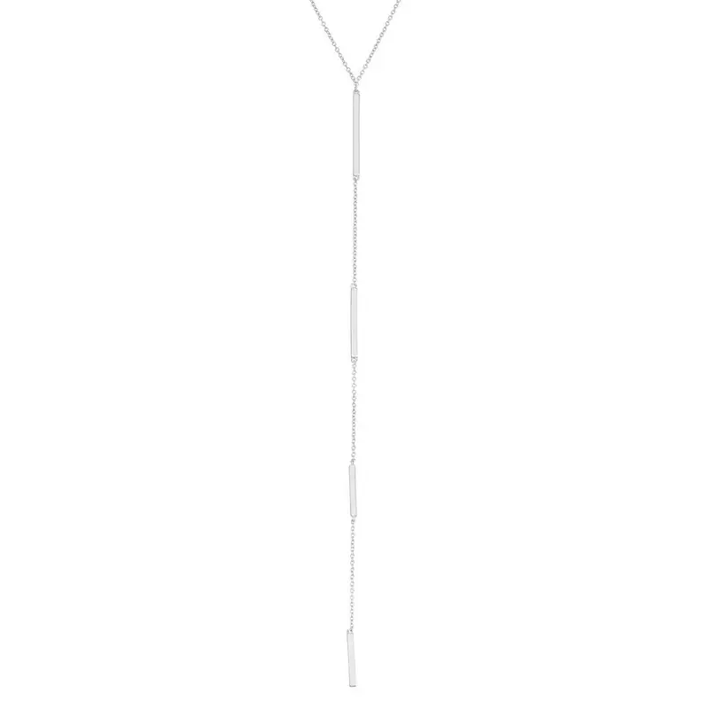 Sterling Silver Extra Long Y Design Multiple Bar Necklace