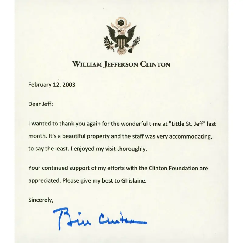 Bill Clinton Authentic Signed 5.5x6.5 Letter Autographed BAS #AA03540