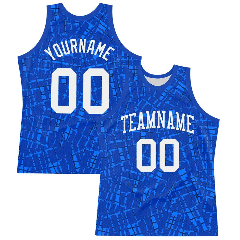 Custom Royal White Round Line Neck Sublimation Basketball Suit Jersey