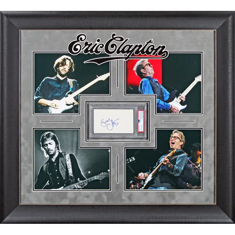 Eric Clapton Authentic Signed & Framed 3x5 Index Card Auto 10! PSA/DNA Slabbed