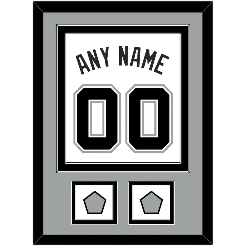 San Antonio Name & Numbers With 2 Finals Patches - Home White (2002-2017) - Double Mat 4