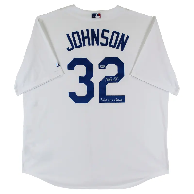 Dodgers Magic Johnson "2020 WS Champs" Signed White Majestic Coolbase Jersey BAS