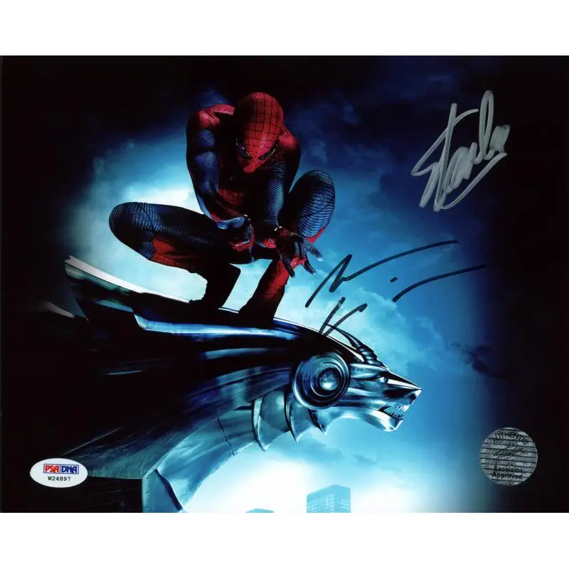 Stan Lee & Andrew Garfield Spider-Man Signed Authentic 8X10 Photo PSA #W24897