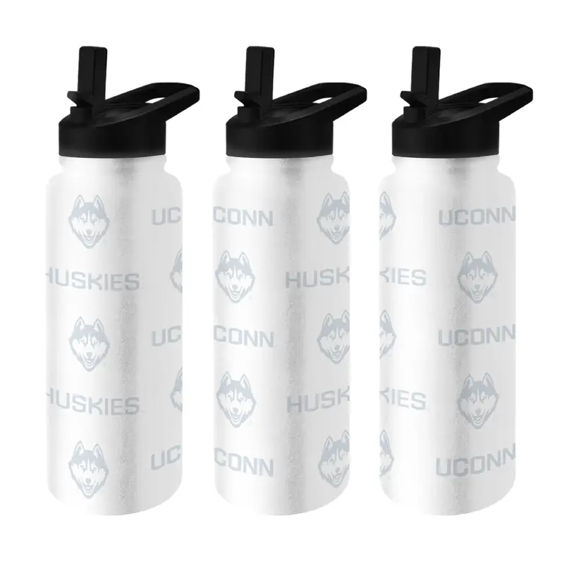 UConn White 34oz Repeating Quencher Bottle w/ 6pk Stickers