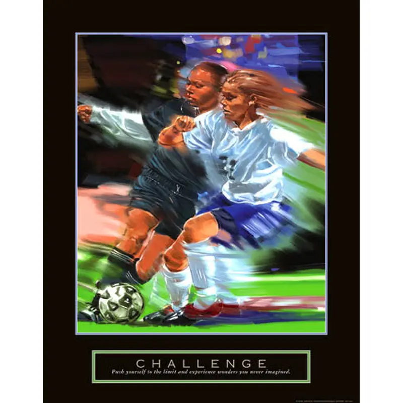 Women's Soccer "Challenge" Motivational Poster - Front Line