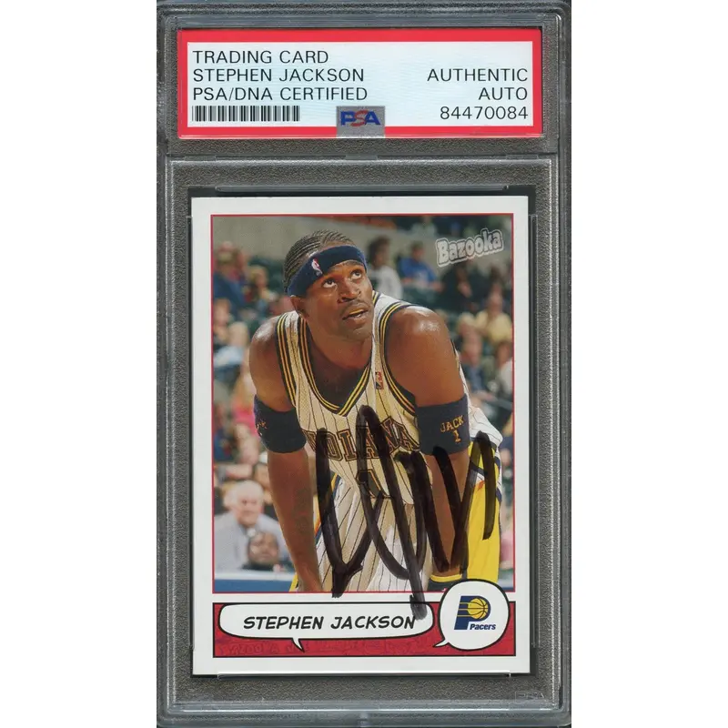 2004-05 Topps Bazooka #26 Stephen Jackson Signed Card AUTO PSA Slabbed Pacers