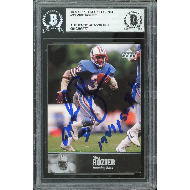 Oilers Mike Rozier Authentic Signed 1997 Upper Deck Legends #36 Card BAS Slabbed