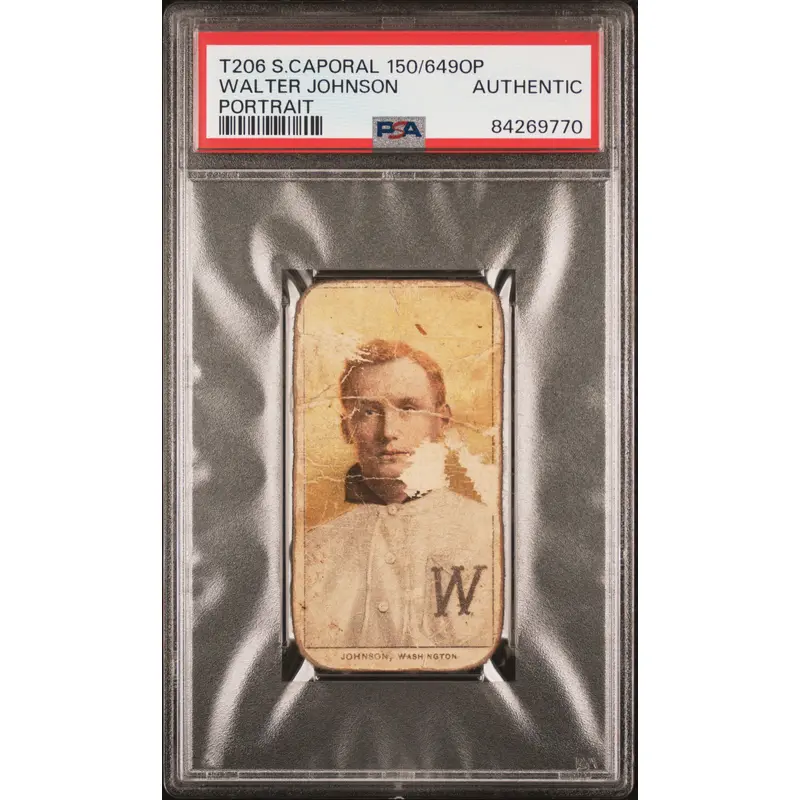 Walter Johnson 1909-11 T206 Sweet Caporal 150/649Op Portrait PSA Authentic