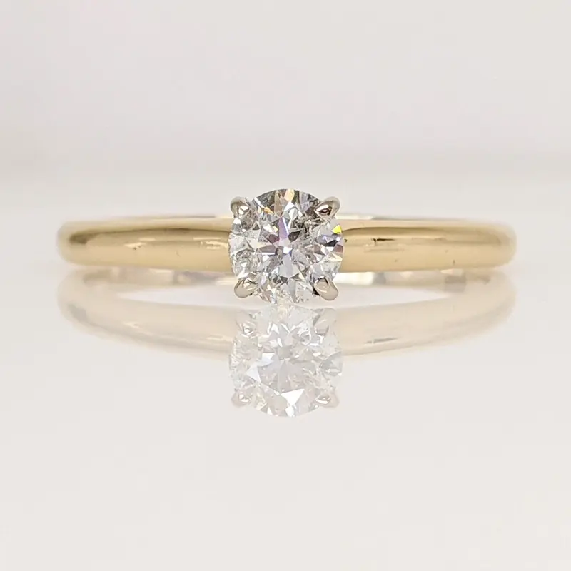 14K .44 CARAT TOTAL I1 H DIAMOND ROUND SOLITAIRE RING 2.2 GRAMS