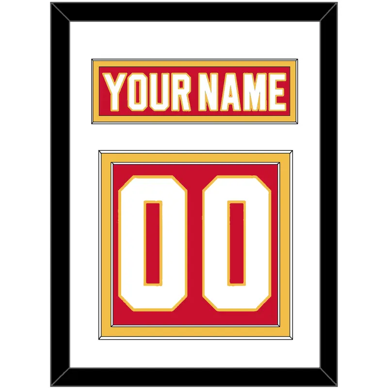 Calgary Nameplate & Number (Back) - Road Red (1980-1994) - Double Mat 1