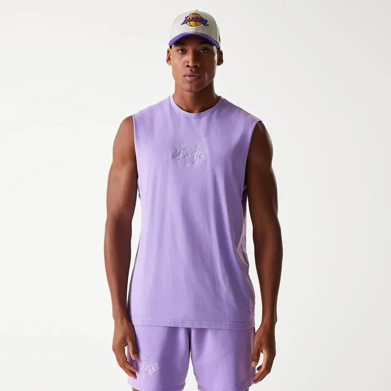 LA Lakers NBA Washed Purple Sleeveless T-Shirt