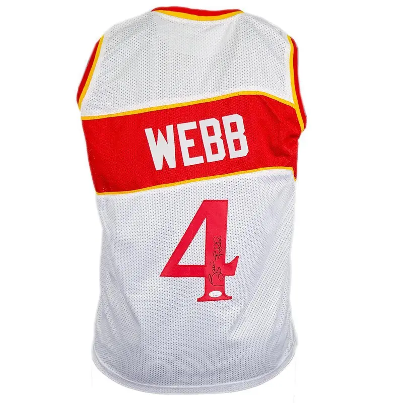 Spud Webb Autographed Atlanta Hawks (White #4) Custom Jersey - JSA
