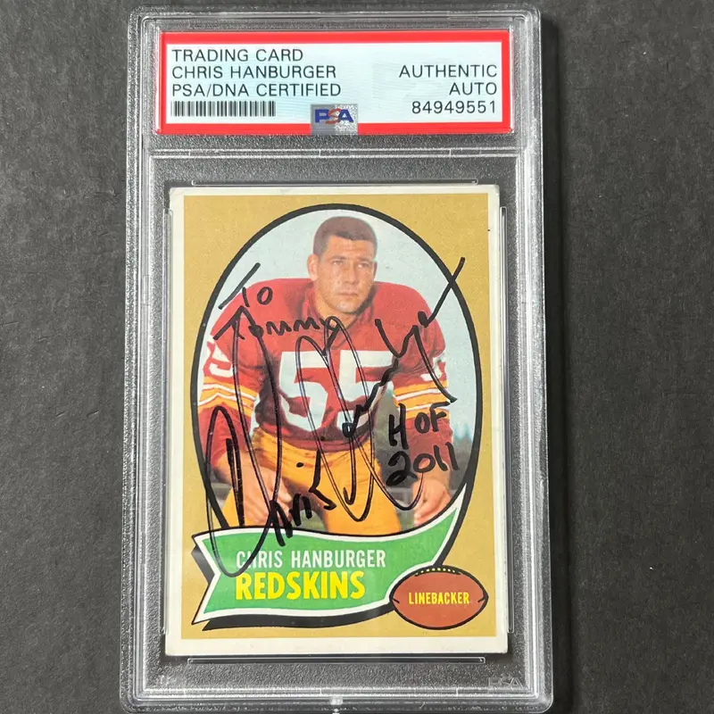1965 Topps #93 Chris Hanburger Signed Card AUTO PSA slabbed Washington Football Team