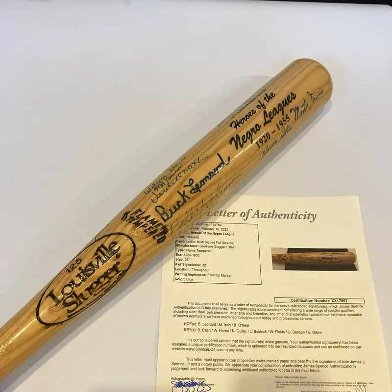 Beautiful Negro League Legends Multi Signed Baseball Bat JSA COA