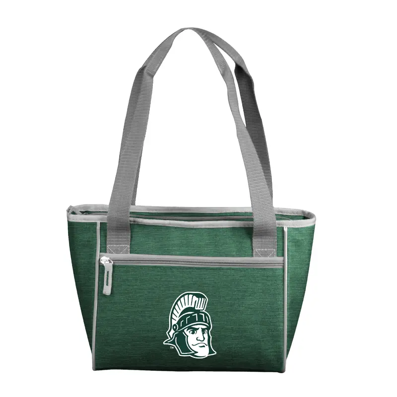 MI State Crosshatch Spartan Head 16 Can Cooler Tote
