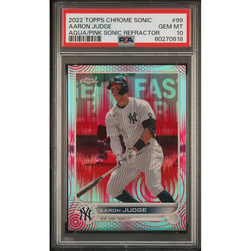 Aaron Judge 2022 Topps Chrome Sonic Aqua/Pink Refractor #138/199 PSA 10 Gem Mint