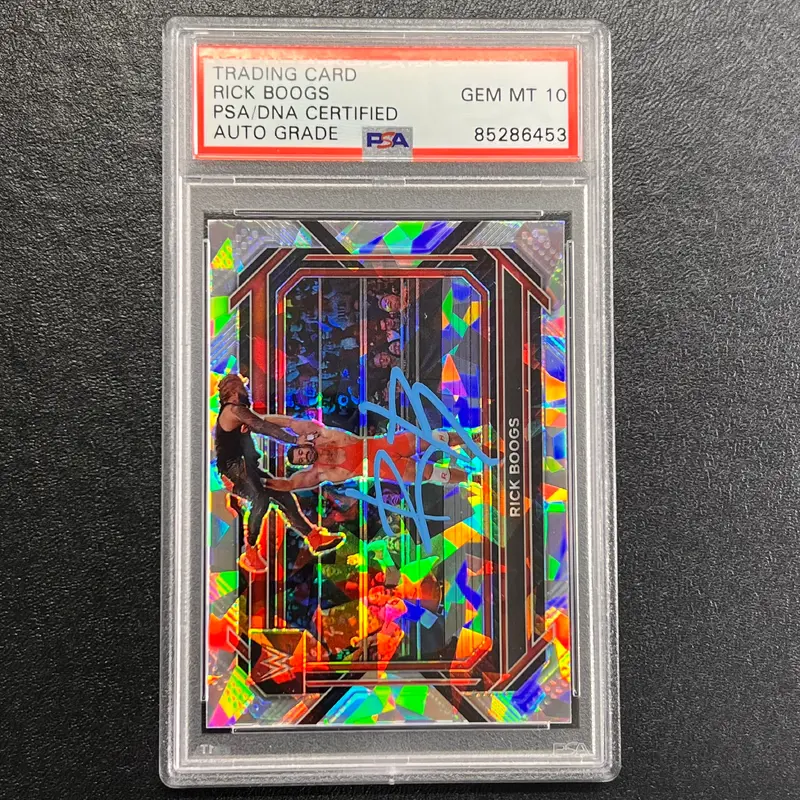 2022 Panini Prizm Smackdown #12 Rick Boogs Signed Card AUTO 10 PSA/DNA Slabbed WWE
