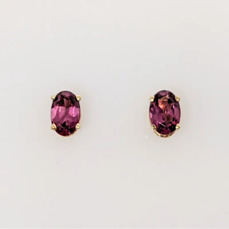 14K PINK TOURMALINE OVAL 4X6 ESTATE STUD EARRINGS 0.6 GRAMS