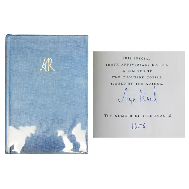 Ayn Rand Signed Atlas Shrugged 10th Anniv Ed. Hard Cover Book LE #1656/2000 BAS