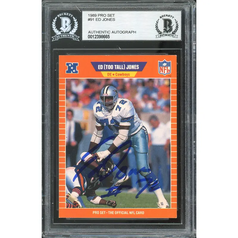 Cowboys Ed Jones Authentic Signed 1989 Pro Set #91 Card Autographed BAS Slabbed