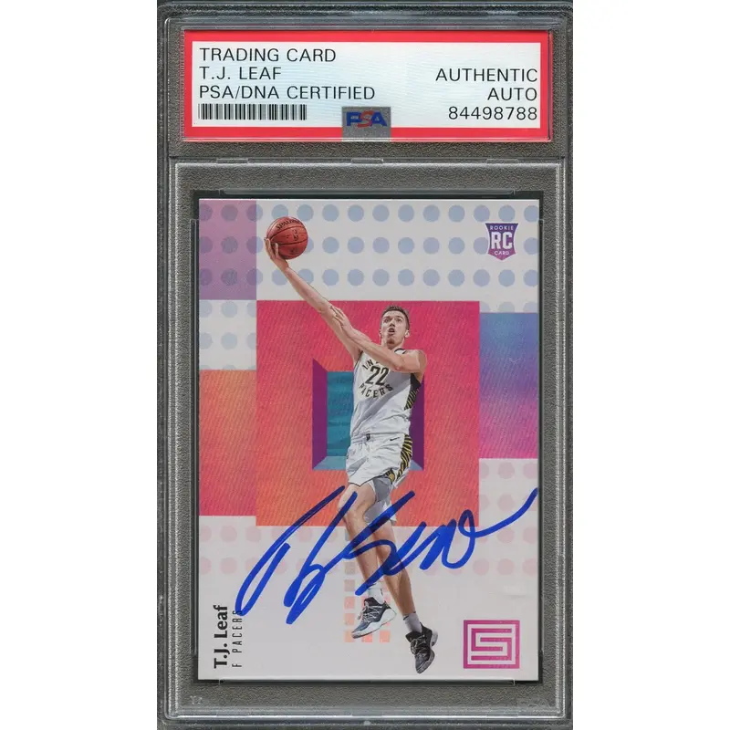 2017-18 Panini Status #124 TJ Leaf Signed Card AUTO PSA Slabbed RC Pacers