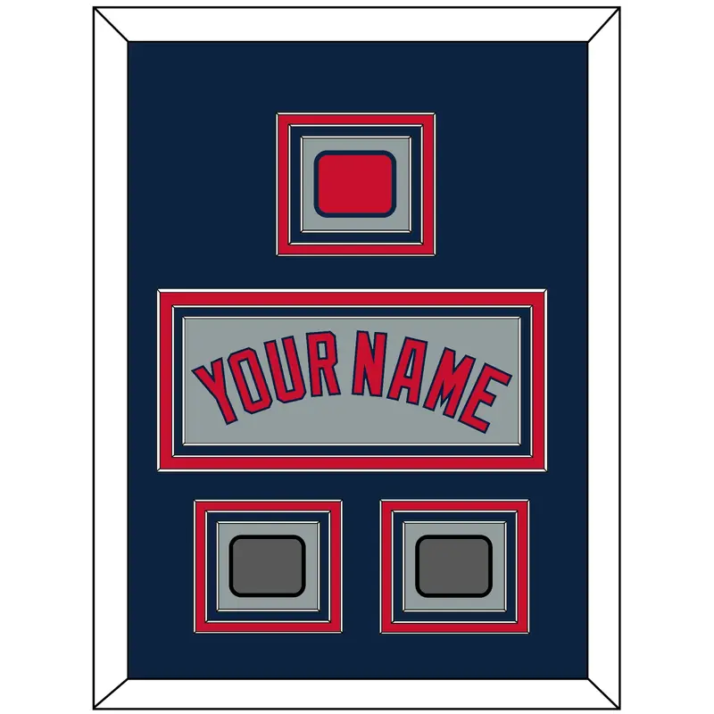 Boston Name, Logo Patch & Two World Series Champions Patches - Road Gray - Triple Mat 3