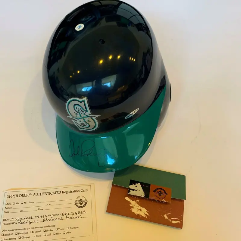 1996 Alex Rodriguez Rookie Signed Seattle Mariners Game Model Helmet Upper Deck