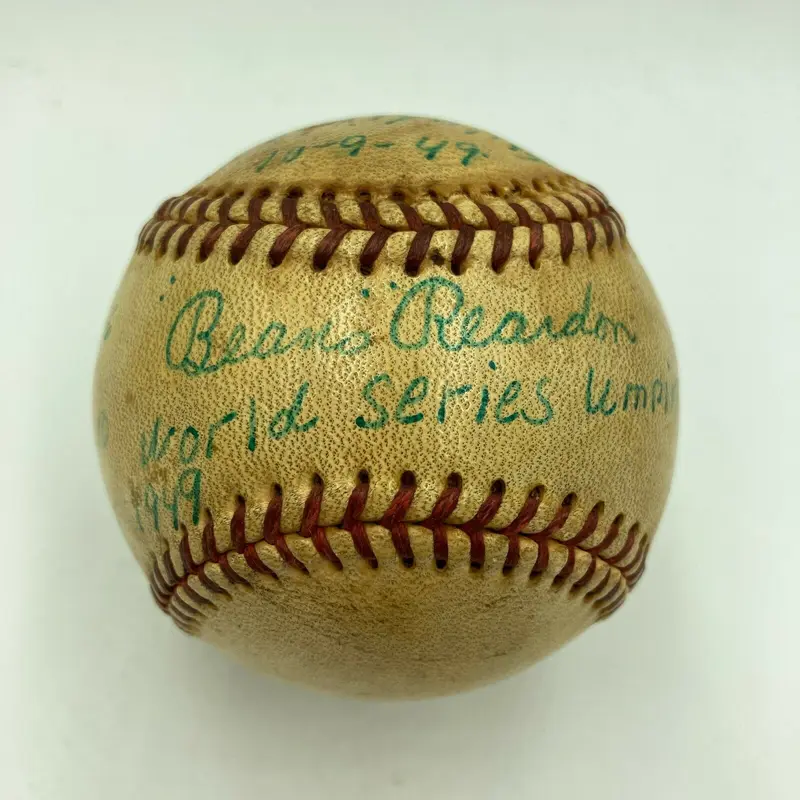Beans Reardon Signed Inscribed 1949 World Series Game 5 Game Used Baseball JSA