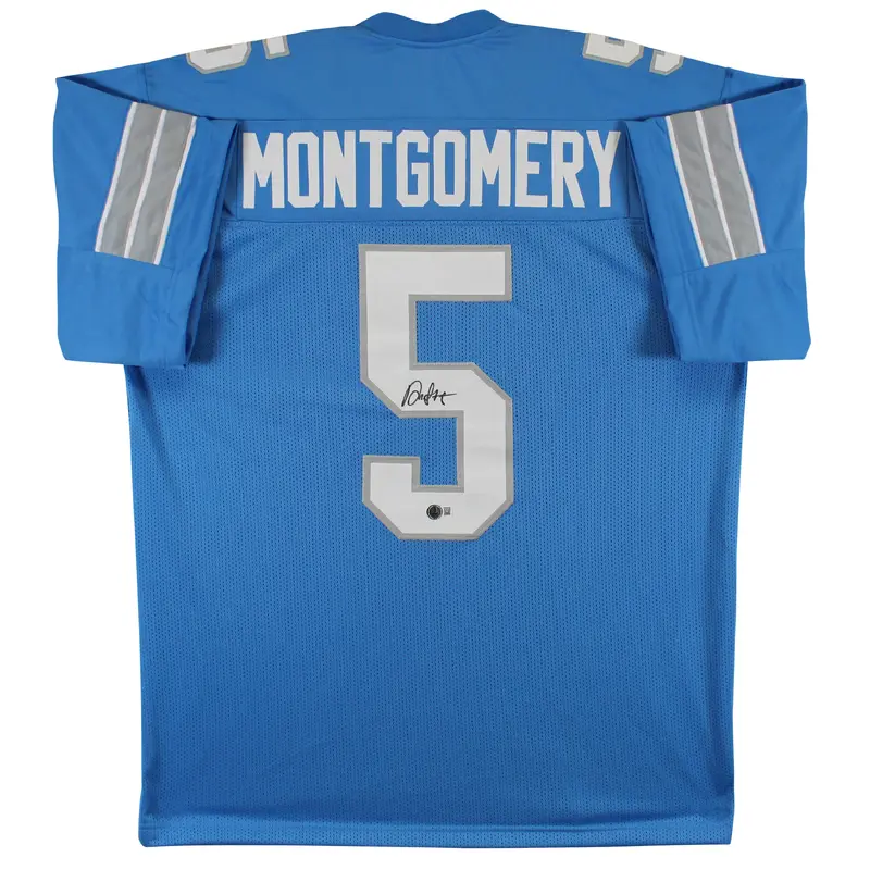 David Montgomery Signed Blue Pro Style Jersey w/ White Numbers BAS Witnessed