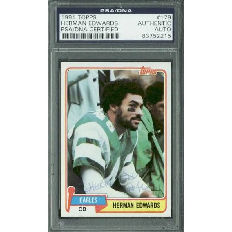 Eagles Herman Edwards Signed Card 1981 Topps #179 PSA/DNA Slabbed #83752215