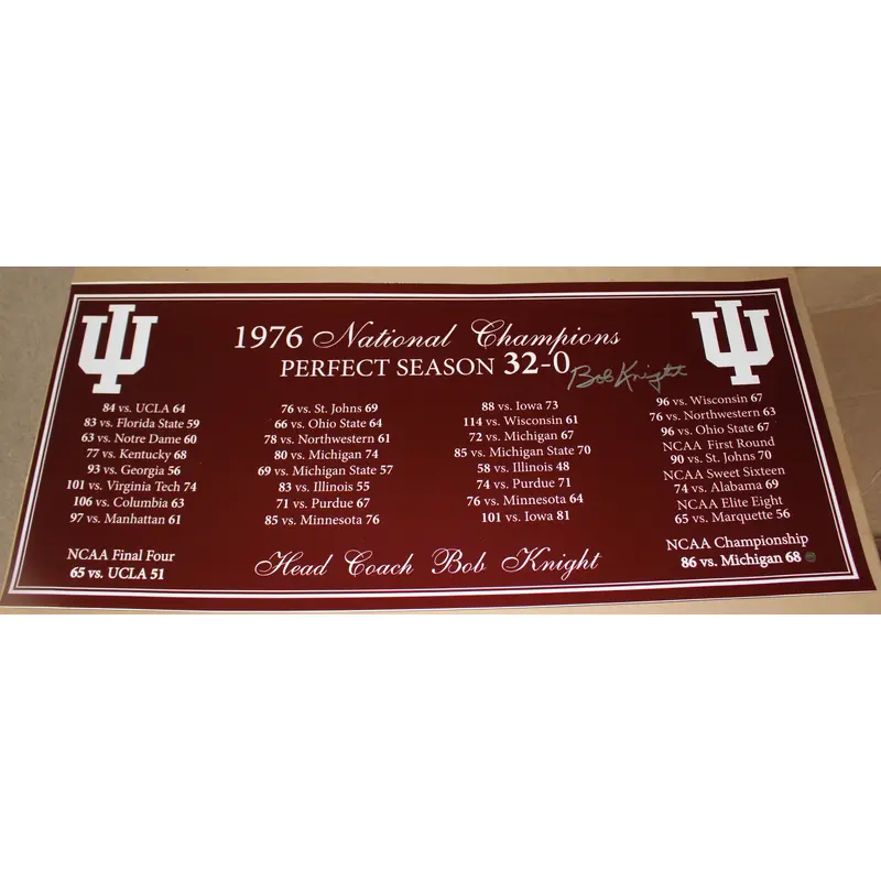 Bob Knight Autographed 1976 Indiana University Perfect Season Panoramic Photo