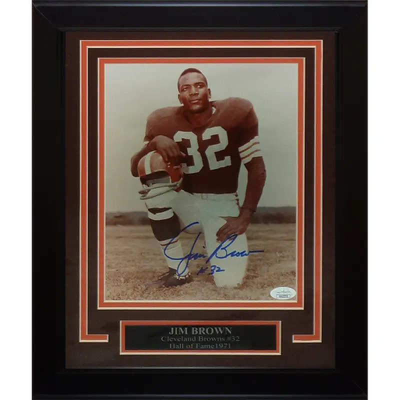 Jim Brown Autographed Cleveland Browns Deluxe Framed 8x10 Photo - JSA