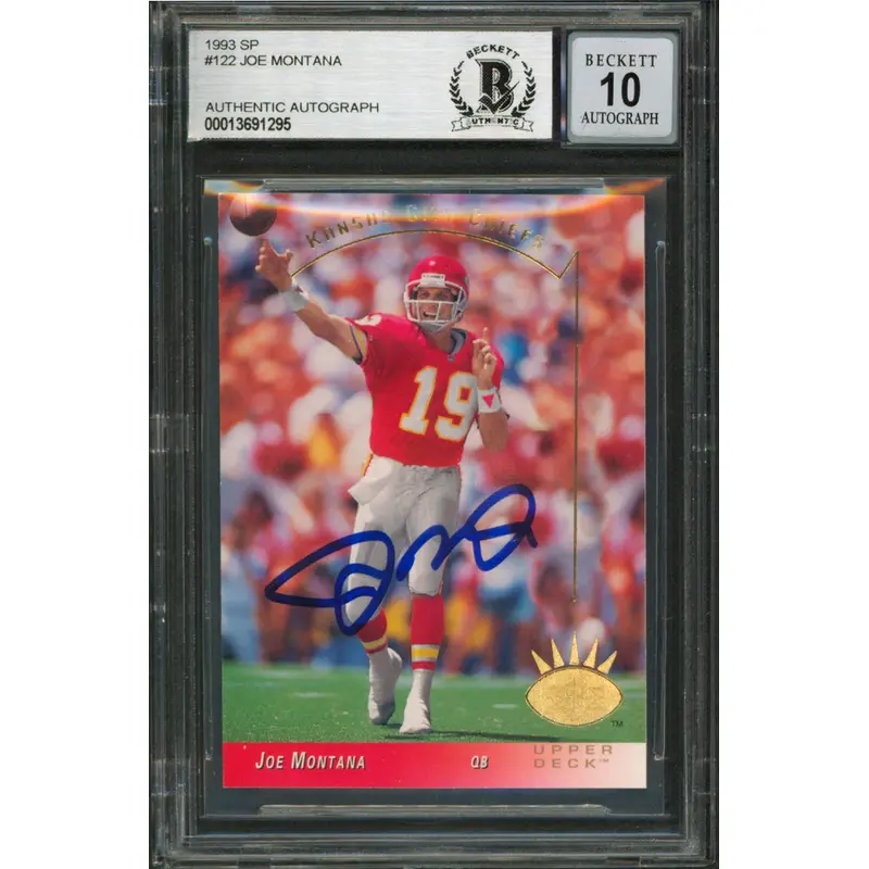Chiefs Joe Montana Authentic Signed 1993 SP #122 Card Auto 10! BAS Slabbed
