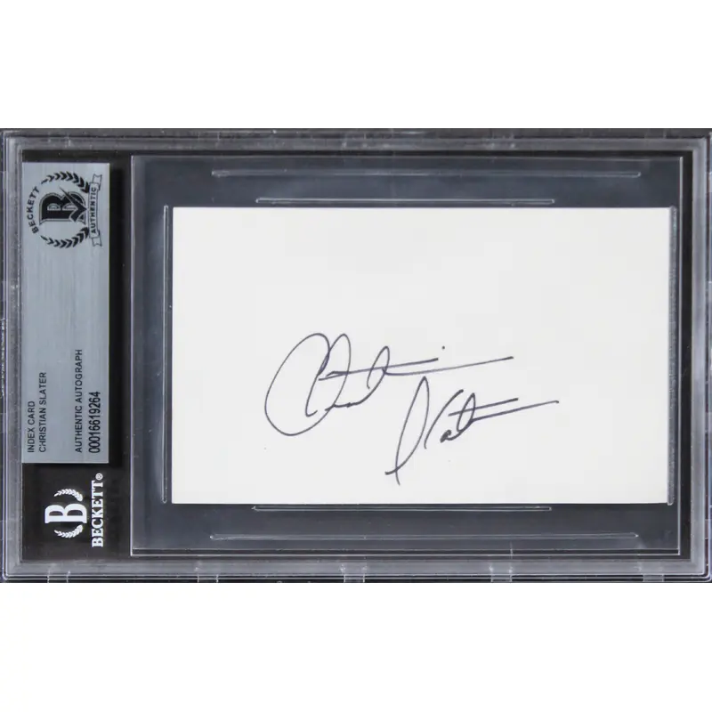 Christian Slater Heathers Authentic Signed 3x5 Index Card BAS Slabbed 1