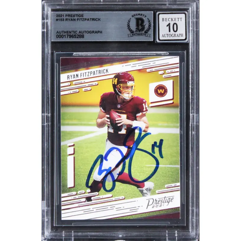 Commanders Ryan Fitzpatrick Signed 2021 Prestige #153 Card Auto 10! BAS Slabbed