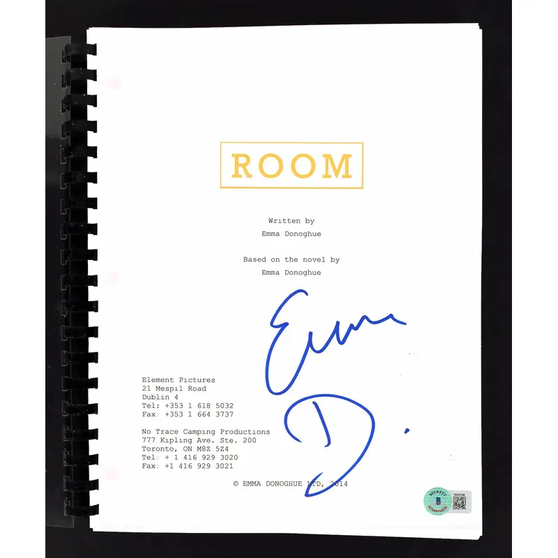 Emma Donoghue Room Authentic Signed Movie Script Autographed BAS #BK02198