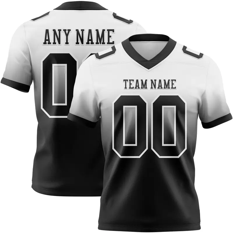 Custom White Black Mesh Authentic Fade Fashion Football Jersey