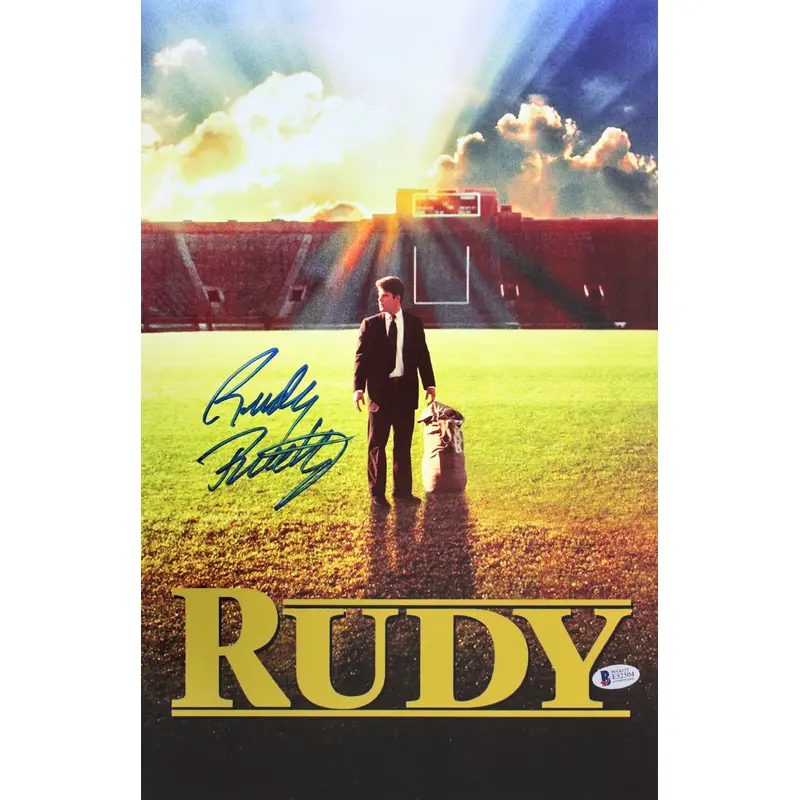Notre Dame Rudy Ruettiger Authentic Signed 11x17 Rudy Mini Movie Poster BAS