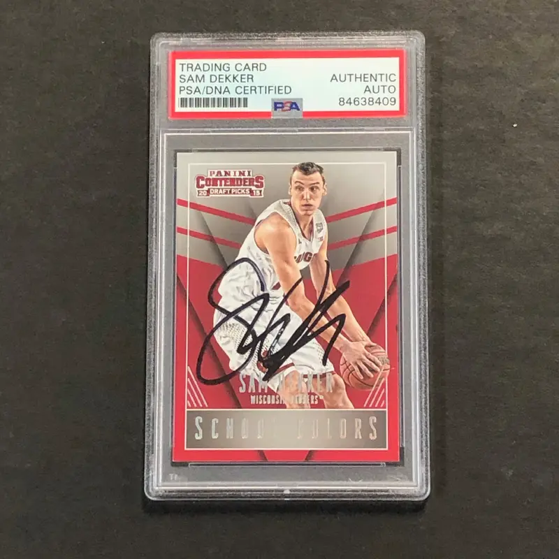 2015-16 Panini Contenders #41 Sam Dekker Signed Card AUTO PSA Slabbed Wisconsin