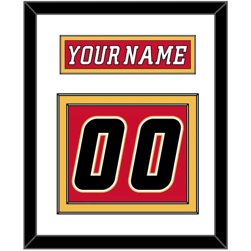 Calgary Nameplate & Number (Back) - Home Red (2007-2017) - Double Mat 1