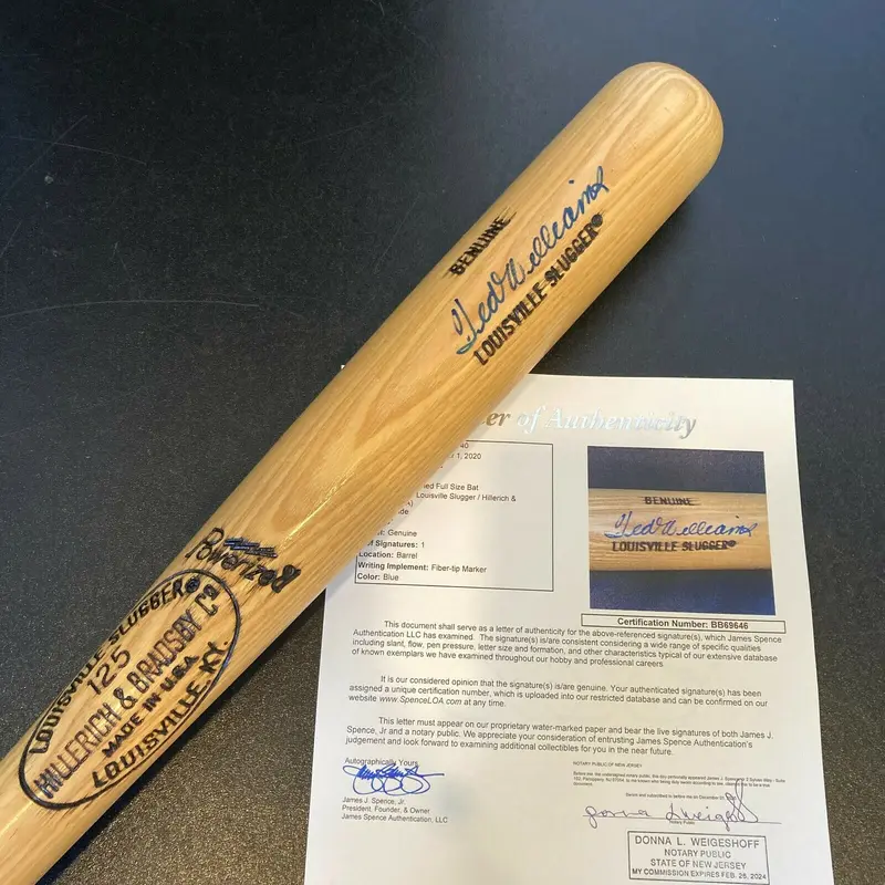 Ted Williams Signed Louisville Slugger Game Model Baseball Bat JSA COA