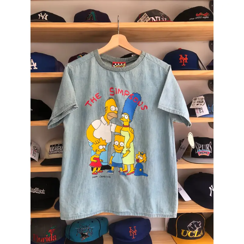 Deadstock Vintage 1990 The Simpsons Denim Style Tee Size Medium