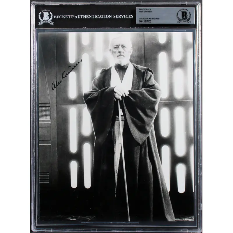 Alec Guinness Star Wars Authentic Signed 8x10 B&W Photo Auto 10! BAS Slabbed