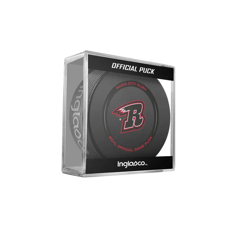 ECHL Rapid City Rush 2024-25 Official Game Hockey Puck In Cube