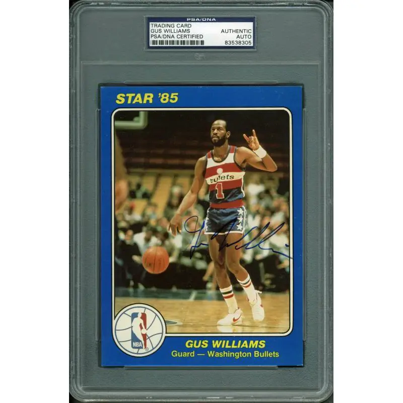 Bullets Gus Williams Authentic Signed Card 5X7 Star '85 Blue PSA/DNA Slabbed