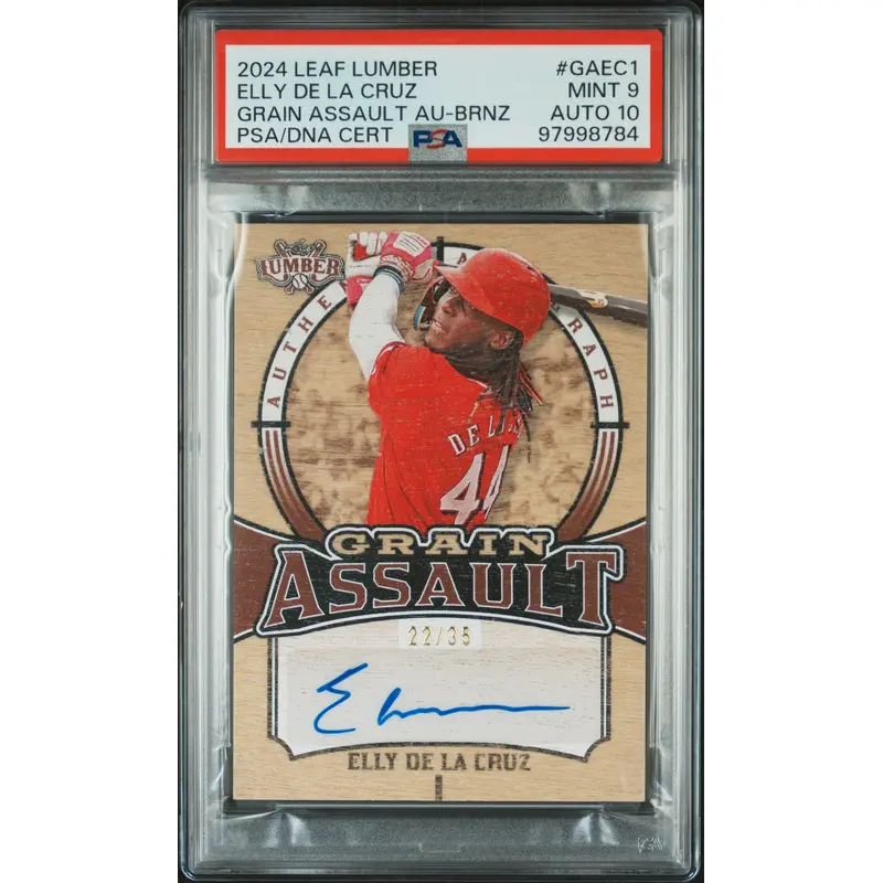 Elly de la Cruz 2024 Leaf Lumber Grain Assault Auto #22/35 PSA 9 Auto 10